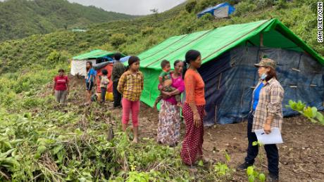 An official from the National Chin Front interviews refugees from the state who recently arrived after fleeing their villages before the dreaded army attacks.