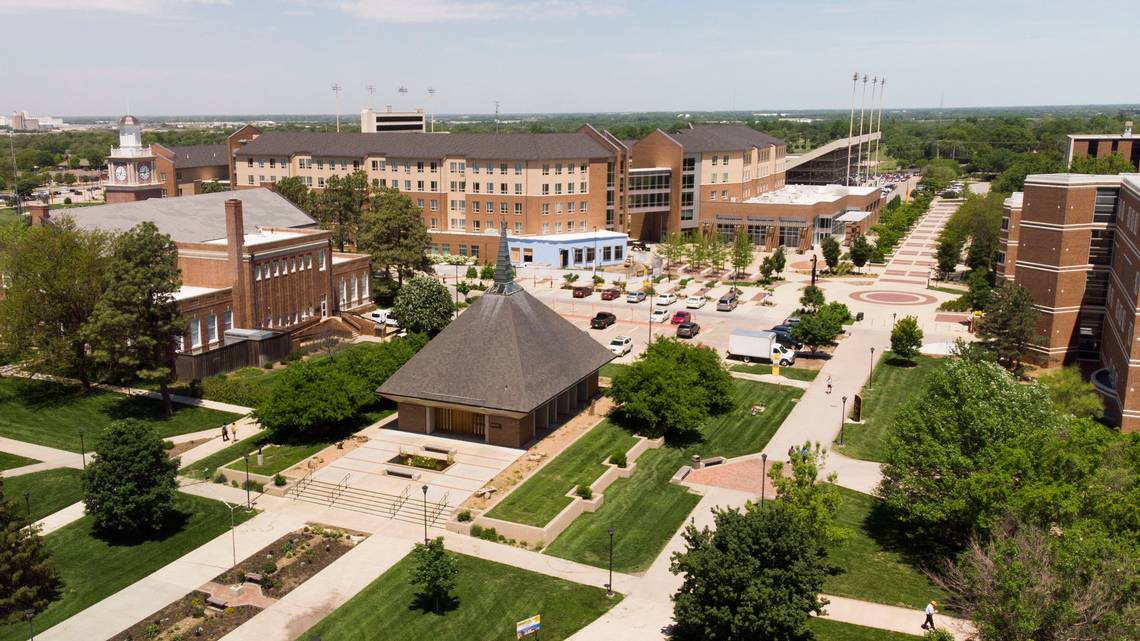 Wichita State University campus looking north from Rhatigan Student Center. (May 15, 2019) Wichita State University campus looking north from Rhatigan Student Center. (May 15, 2019)
